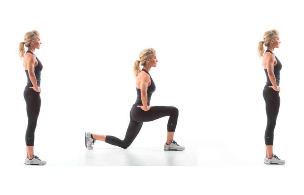 Lunges to reduce the volume of the legs and hips